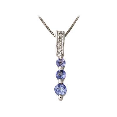 Three Stone Tanzanite and Diamond Pendant