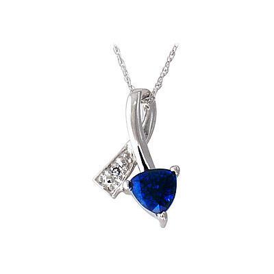 Ribbon Twist Sapphire and Diamond Pendant in White Gold