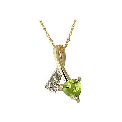 Ribbon Twist Peridot and Diamond Pendant 14k Yellow Gold