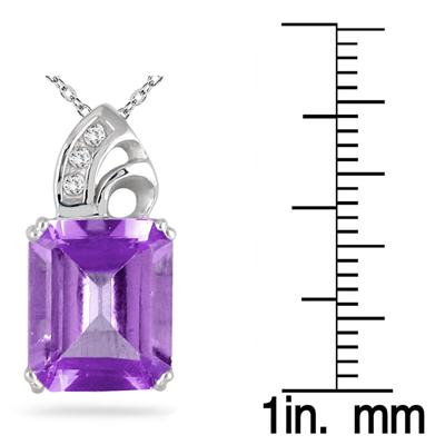Amethyst and Diamond Pendant 10k White Gold