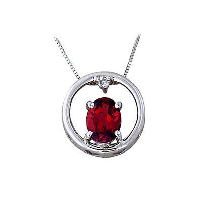 Garnet and Diamond Circle Pendant