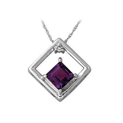 Square-Cut Amethyst and Diamond Pendant
