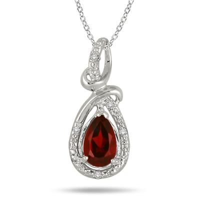1.00 Carat Garnet and Diamond Pendant in .925 Sterling Silver