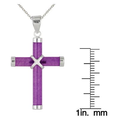 All Natural Lavender Jade Cross Pendant in .925 Sterling Silver