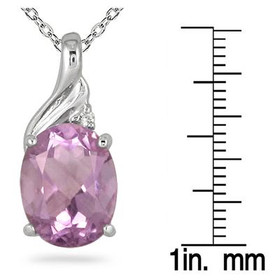 2 Carat Oval Amethyst and Diamond Pendant in .925 Sterling Silver
