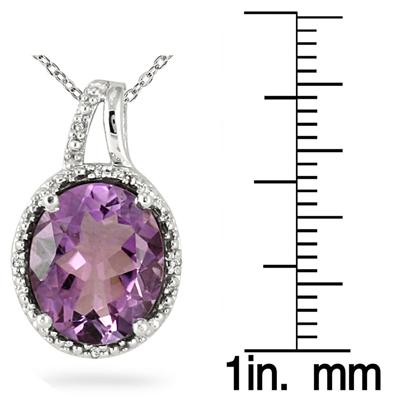 4.00 Carat Amethyst and Diamond Pendant in .925 Sterling Silver