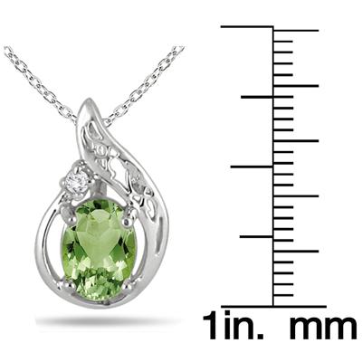 1.00 Carat Peridot and Diamond Pendant in .925 Sterling Silver 