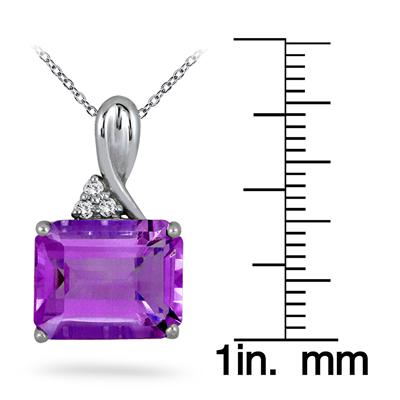 4.75 Carat All Natural Amethyst & Diamond Pendant in .925 Sterling Silver