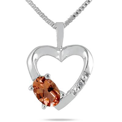 Citrine and Diamond Heart Pendant in 10kt White Gold