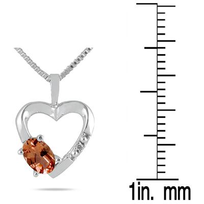 Citrine and Diamond Heart Pendant in 10kt White Gold