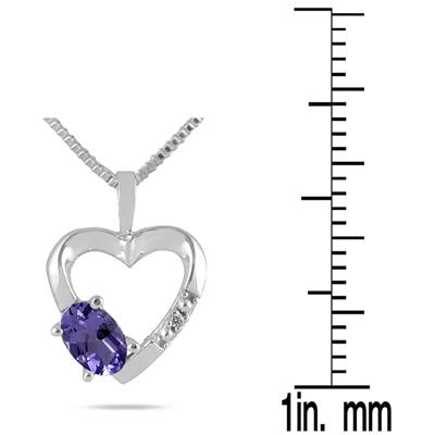 Amethyst and Diamond Heart Pendant in 10kt White Gold