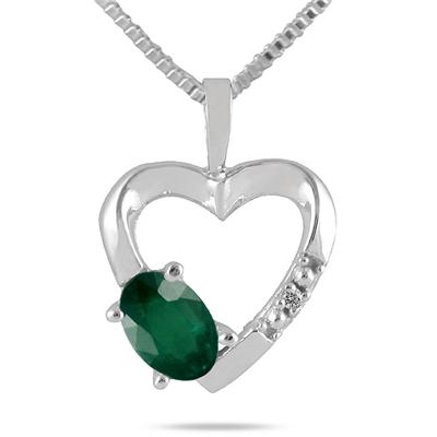 10-kt. Emerald and Diamond Heart Pendant
