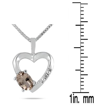Smokey Quartz and Diamond Heart Pendant in 10kt White Gold