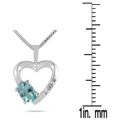 10-kt. Aquamarine and Diamond Heart Pendant