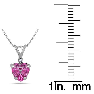 6MM Pink Topaz Heart and Diamond Pendant in .925 Sterling Silver 