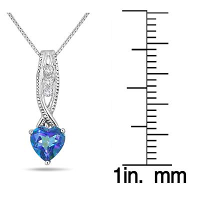 6MM Sheer Luck Topaz Heart and Diamond Pendant in .925 Sterling Silver