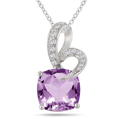 3.70 Carat Amethyst White Topaz and Diamond Pendant in .925 Sterling Silver