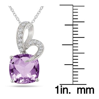 3.70 Carat Amethyst White Topaz and Diamond Pendant in .925 Sterling Silver