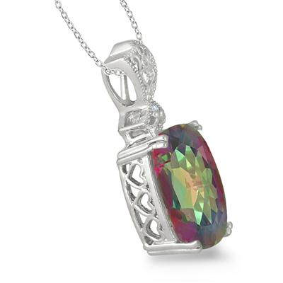 Rainbow Mystic Topaz Heart Pendant: 14K Gold Filled Silver Layering Necklace