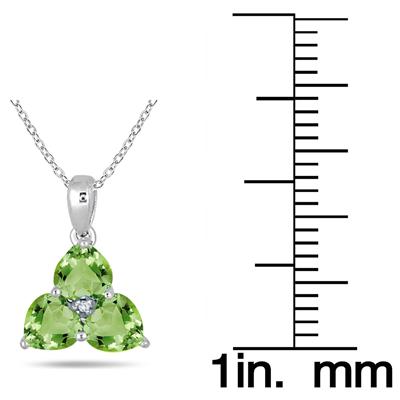 3/4 Carat 3 Stone Peridot and Diamond Pendant in 10K White Gold