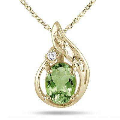 1 Carat Peridot and Diamond Pendant in 18K Gold Plated Sterling Silver