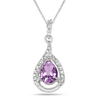 0.65 Carat T.W Amethyst And Diamond Pendant in .925 Sterling Silver