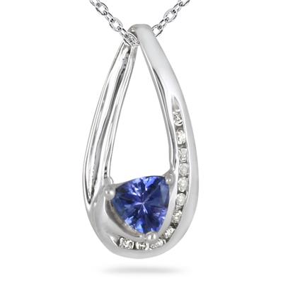 Tanzanite and Diamond Pendant in 14kt White Gold