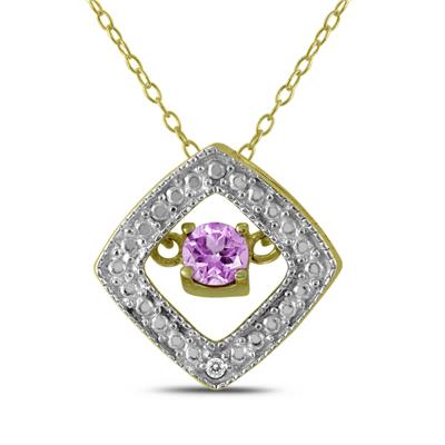 Amethyst and Diamond Dancer Pendant in .925 Sterling Silver