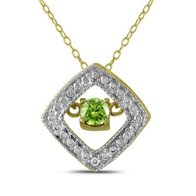 Peridot and Diamond Dancer Pendant in .925 Sterling Silver