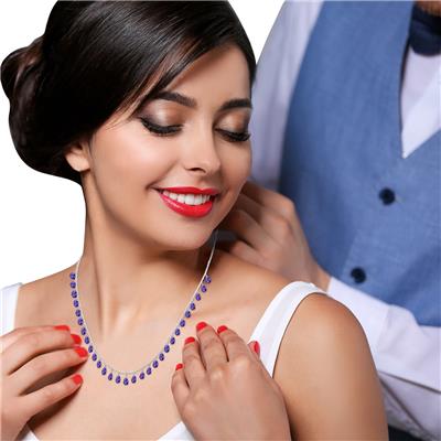 10 Carat TW All Natural Briolette Cut Pear Shaped Amethyst Tear Drop Necklace in .925 Sterling Silver