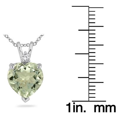 14k White Gold Diamond and Green Amethyst Pendant