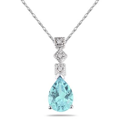 Aquamarine and Diamond Antique Pendant in 14K White Gold