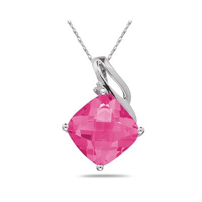 Pink Topaz & Diamond Swirl Pendant in 14K White Gold