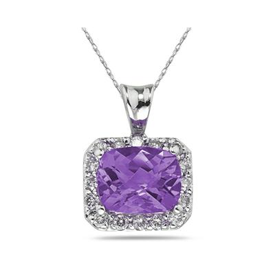4.70 Carat Amethyst and Diamond Pendant in 14K White Gold