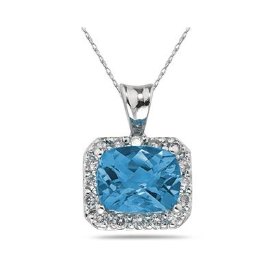 4.70 Carat Blue Topaz and Diamond Pendant in 10K White Gold