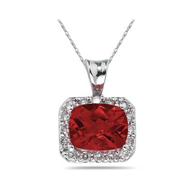 4.70 Carat Garnet and Diamond Pendant in 14K White Gold