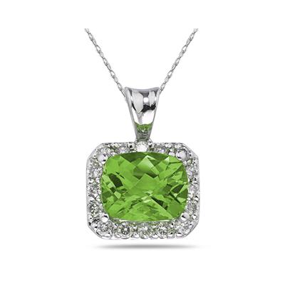 4.70 Carat Peridot and Diamond Pendant in 14K White Gold