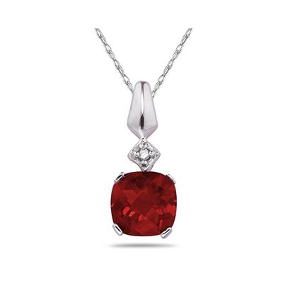 1CT Garnet & Diamond Pendant in White Gold