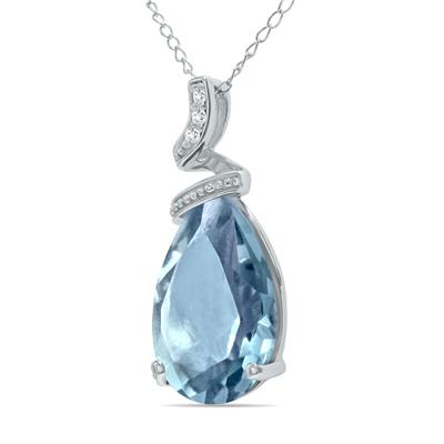 5 Carat Pear Shaped Aquamarine & Diamond Pendant in 10K White Gold