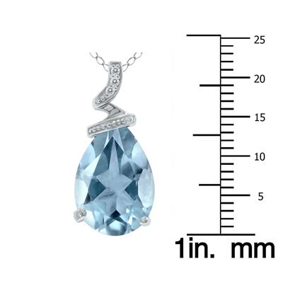 5 Carat Pear Shaped Aquamarine & Diamond Pendant in 10K White Gold