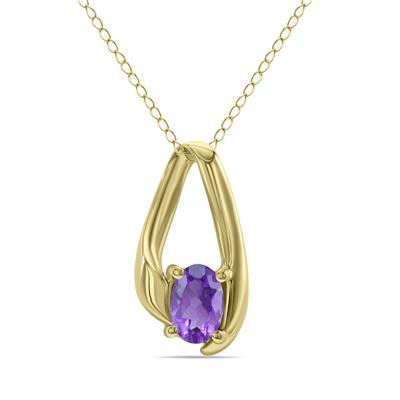 Amethyst Loop Pendant Necklace 10K Yellow Gold