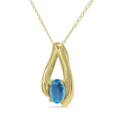 Blue Topaz Loop Pendant Necklace in 10K Yellow Gold