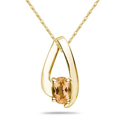 Citrine Loop Pendant Necklace 10K Yellow Gold