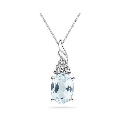 Aquamarine and Diamond Pendant in 10k White Gold