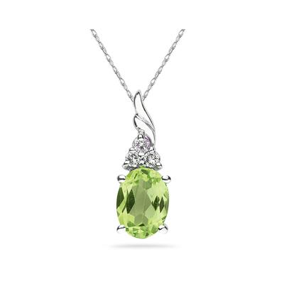 Peridot and Diamond Pendant 10k White Gold