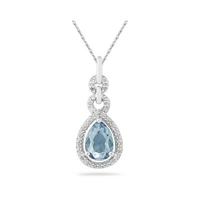 Pear Shape Aquamarine and Diamond Pendant in 10K White Gold