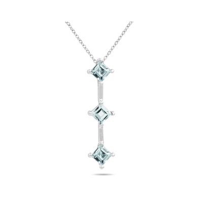 1.35ctw Three Aquamarine Drop Pendant in White Gold