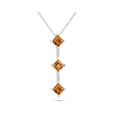 1.35ctw Three Citrine Drop Pendant in White Gold