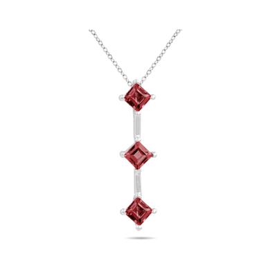 1.35ctw Three Garnet Drop Pendant in White Gold