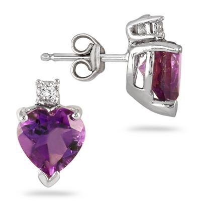 4.50 Carat All Natural Heart Shaped Amethyst and Diamond Set in .925 Sterling Silver